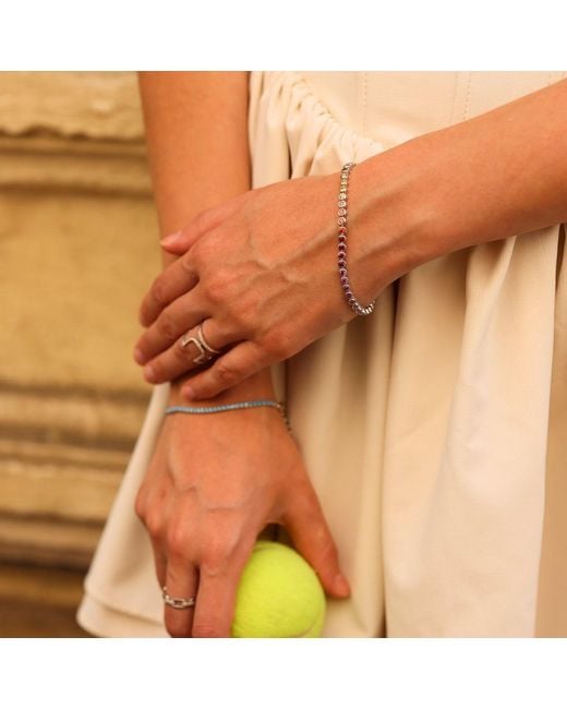 Spero London Metallic Sterling Large Multicolour Bezel Tennis Bracelet