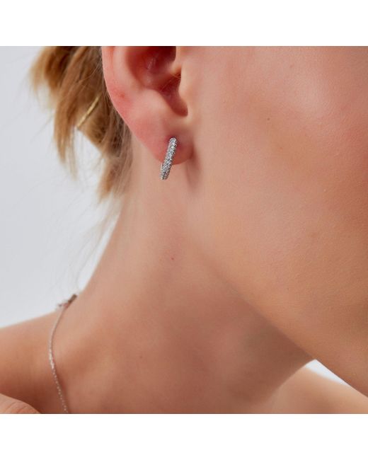 Spero London Metallic Pave Sterling Hoop Earring