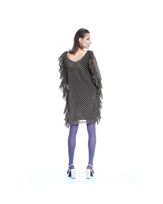 Silvia Serban Green Polka Dots Dress With Side Ruffles