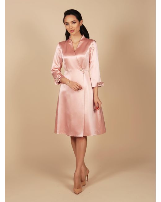 Santinni Pink Astor Silk Taffeta Dress Coat