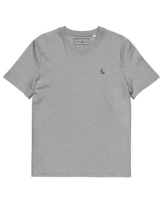 Anchor and Crew Gray Heather Ampersand Signature Organic Cotton Embroidered T-Shirt for men