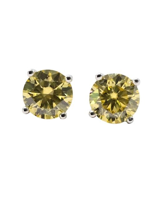 Harfi Green Citrine Moissanite Crystal Sterling Earrings