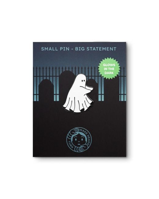 Make Heads Turn White Enamel Pin Ghost