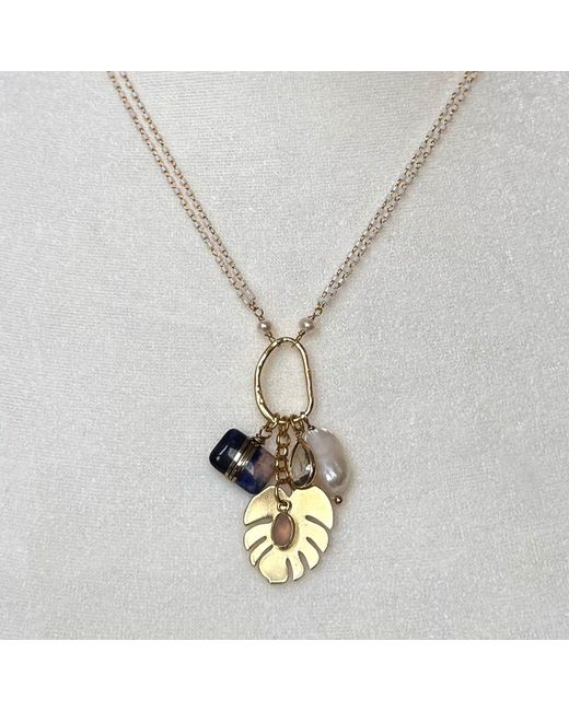 Rare Matters Jewelry Metallic Radiance Charm Sodalite Necklace