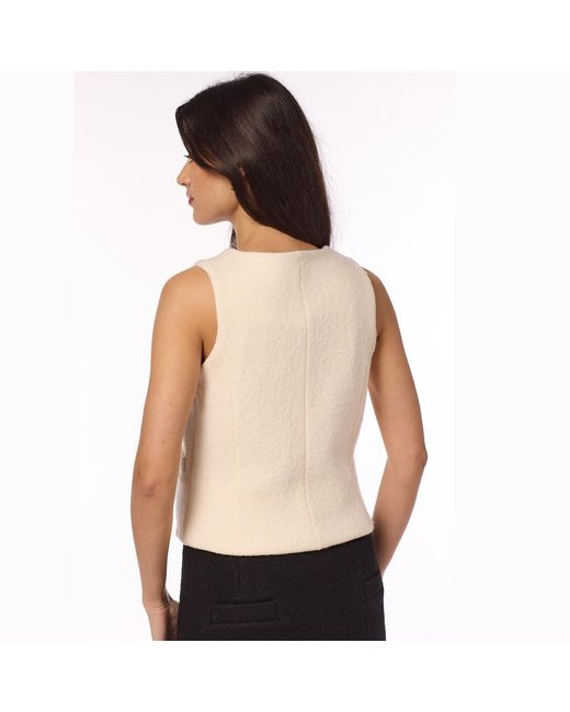 F.j.k by Farah Kadhimi Natural Angelina The Ivory Asymmetric Waistcoat With Golden Zip