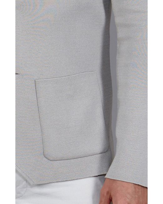 Paul James Knitwear Gray Lightweight Mercerised Cotton Giuseppe Knitted Blazer for men