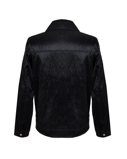 DAVID WEJ Black Washington Aviator Jacquard Jacket for men