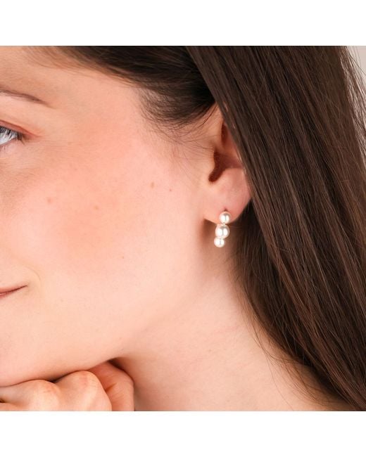 Oana Savu Metallic Sterling And Pearls Hoop Earrings