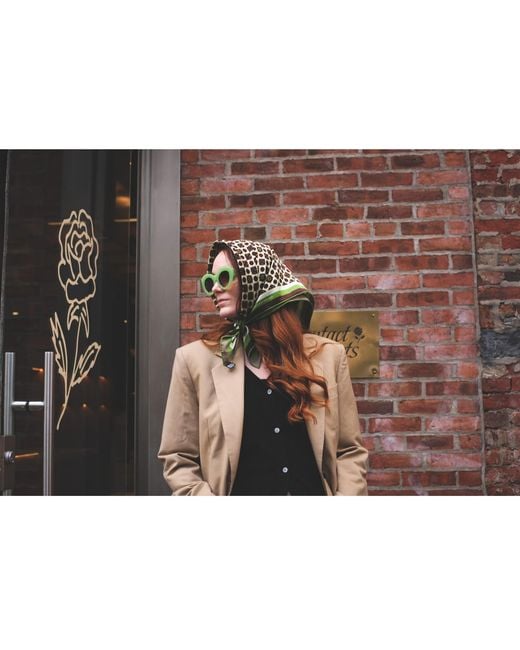 Jessie Zhao New York Black Double Sided Silk Scarf Of Polka Dot Bloom