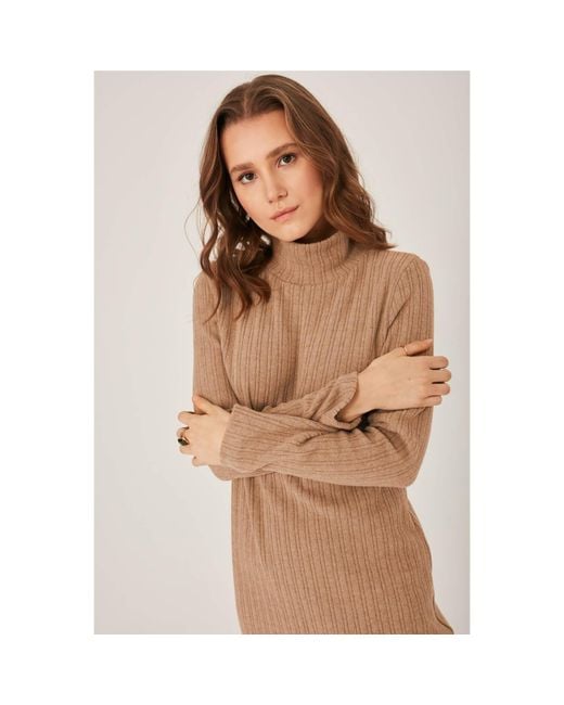 Oh!Zuza Natural Neutrals Camel Long-Sleeved Turtleneck Dress