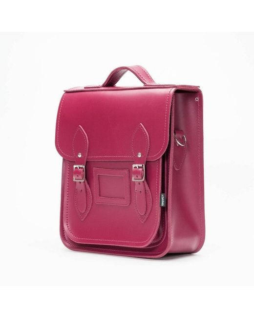 Zatchels Pink Handmade Leather City Backpack Plus