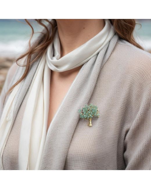 Farra Green Handcrafted Amazonite Tree Brooch