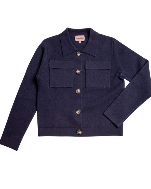 Porridge Knitwear Blue Wool Rebecca Jacket