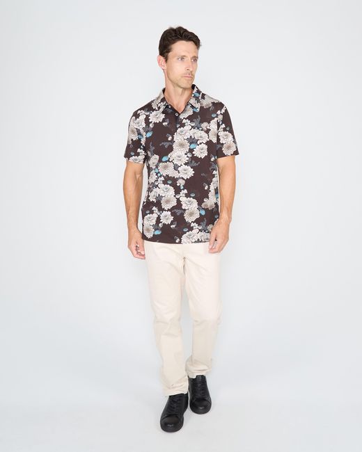 Lords of Harlech Black Pietro Serious Floral Polo Shirt for men