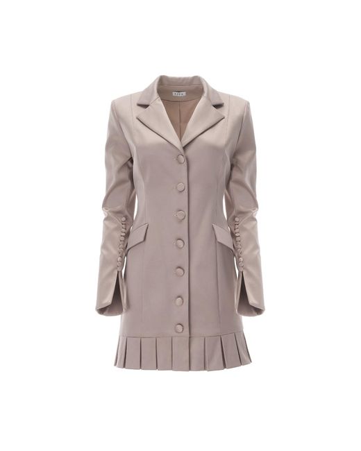 Lita Couture Brown Elegant Mini Dress With Buttons And Pleats