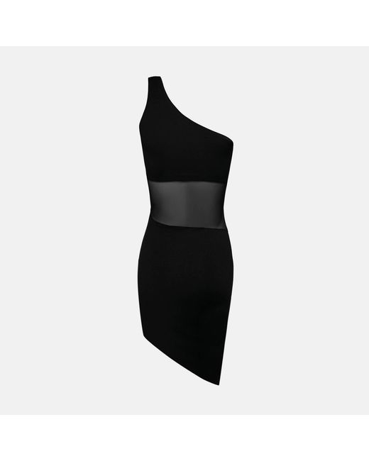 OW Collection Black Curve Mesh Mini Dress