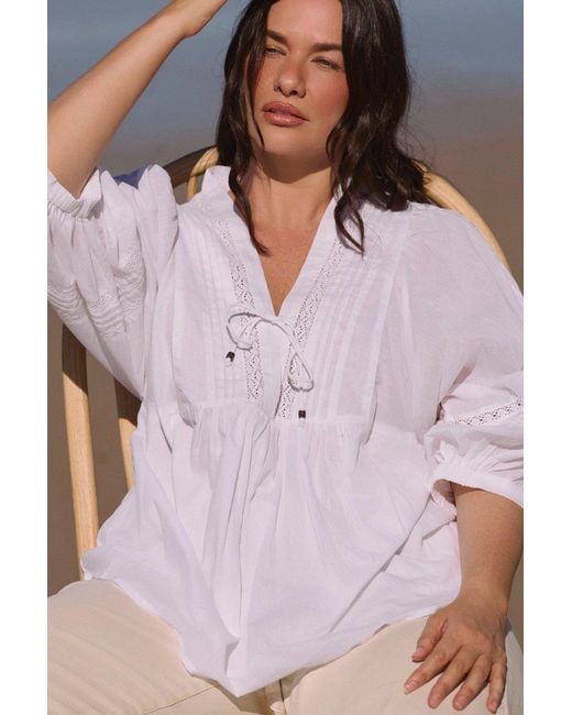 Adrift Clothing White Cairo Boho Blouse