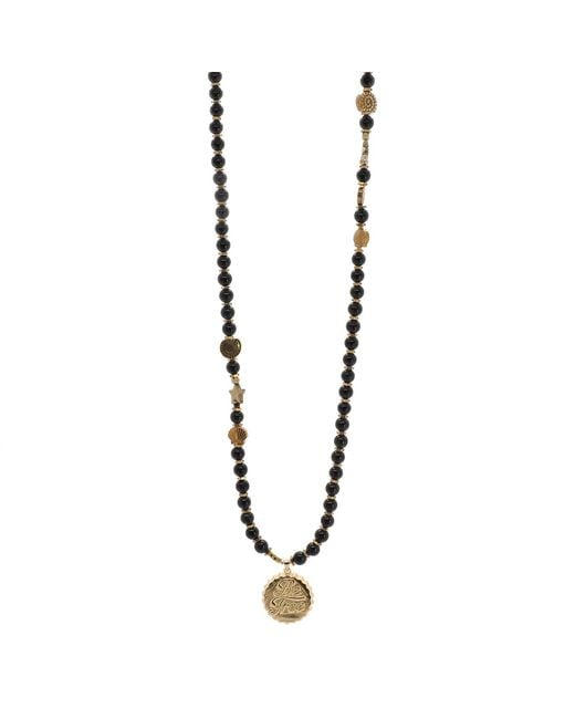 Ebru Jewelry Metallic Be Free Onyx Beaded Long Necklace