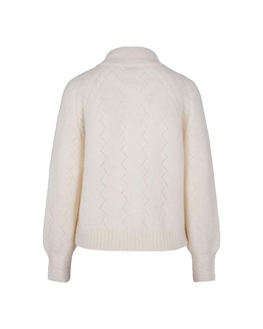 tirillm White Mathea Lace Knitted Mohair Cardigan With Zipper