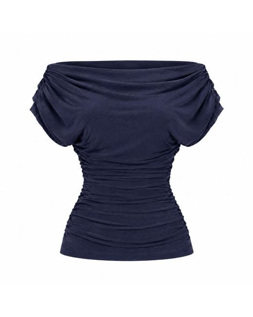 Atom Label Blue Carbon Bardot Occasion Top
