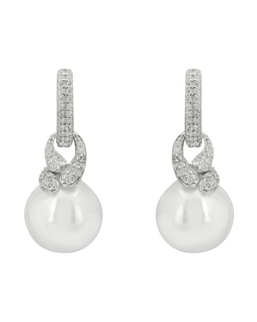 Latelita London White Tie The Knot Drop Pearl Earrings