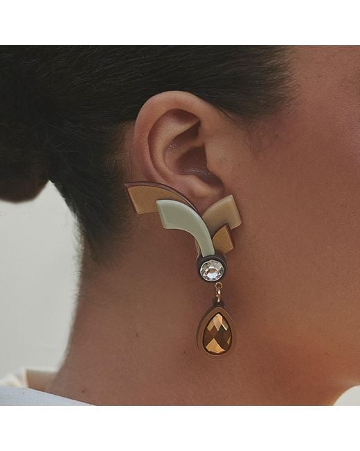 Gissa Bicalho Metallic Acrylic Handmade Earring Crest Cinnamon