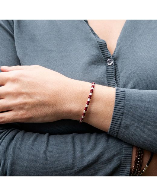 Harbour UK Bracelets Purple Viking Bracelet With Hammered Beads And Rope