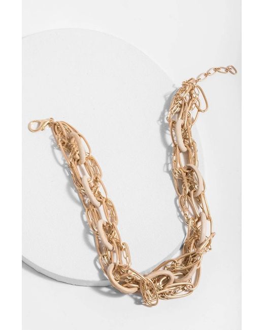 Saachi Metallic And Wood Chunky Chain Necklace