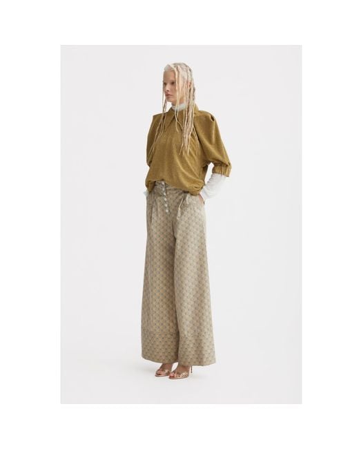 Julia Allert Natural Neutrals Button Front Palazzo Trousers – Printed
