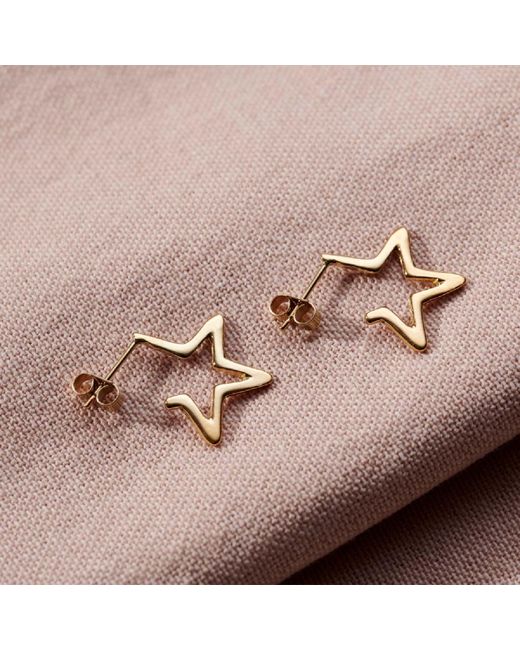 Posh Totty Designs Metallic Gold Plated Open Star Hoop Earrings