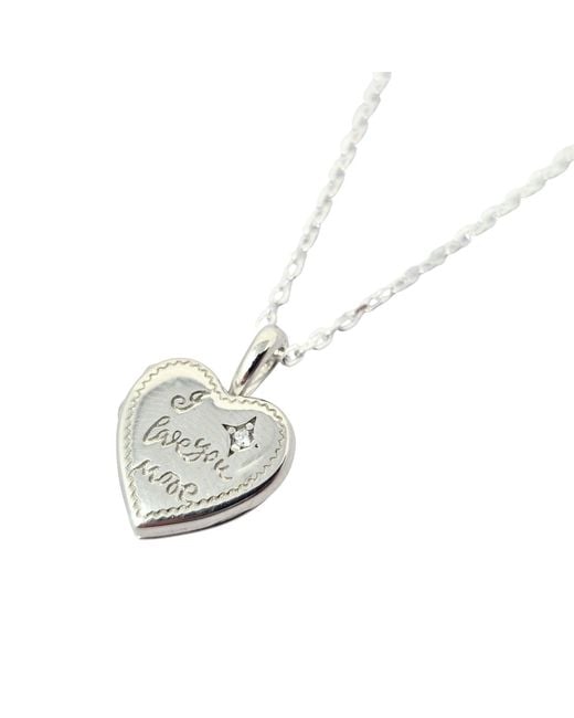 Harfi White I Love You More Heart Charm Sterling Locket Necklace