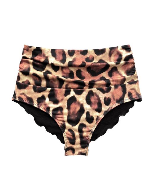 Deessa Ibiza Black Neutrals Leopard Print Tummy Control High-Waisted Shapewear Bikini Bottom Made