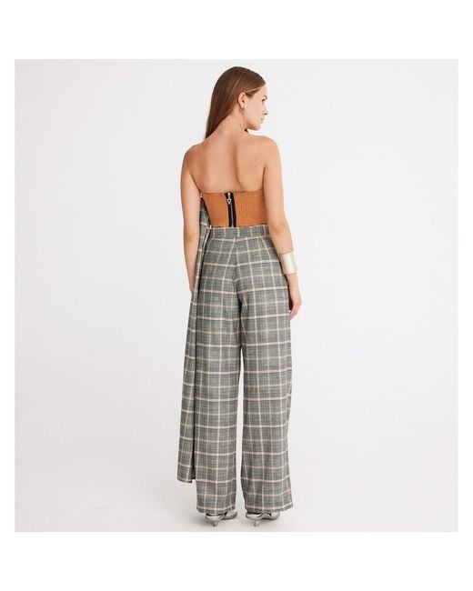 Mirimalist Metallic Plaid Drape Bustier