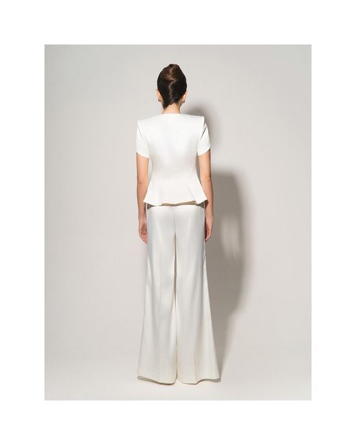 Tia Dorraine White Romantic Glow Short Sleeves Blazer & Trousers Set