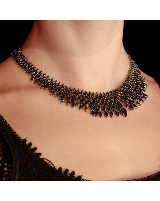 SALLY SKOUFIS Black Renaissance Cascade Necklace With Made Cz Diamond Stimulant