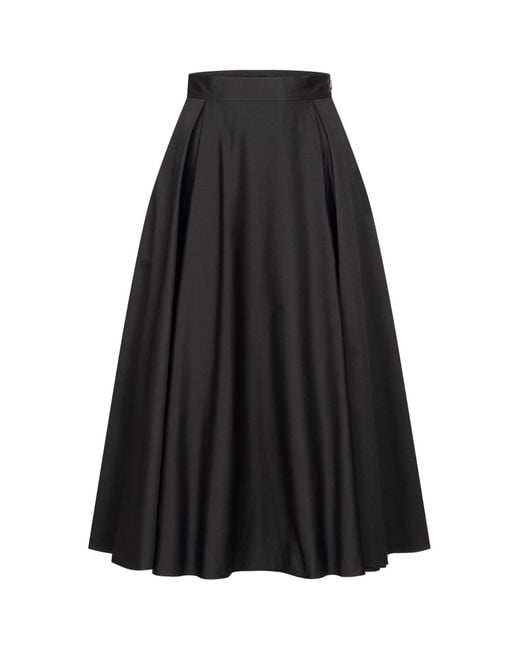 Marianna Déri Black Pleated Cotton Sateen Skirt