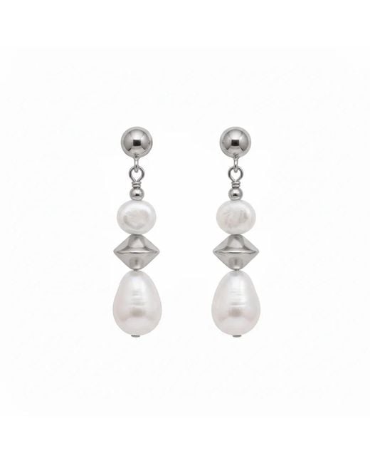 Angel Barocco Metallic Geometric Pearl Drop Earrings