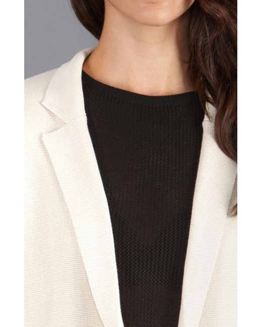 Paul James Knitwear Gray Neutrals Midweight Cotton Tara Relaxed Fit Knitted Blazer