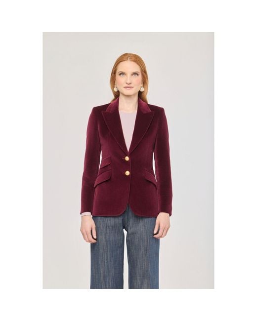 The Extreme Collection Red Burgundy Velvet Blazer Oliva
