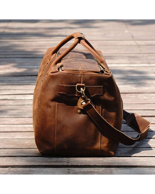 Touri Orange Genuine Leather Luggage Bag for men