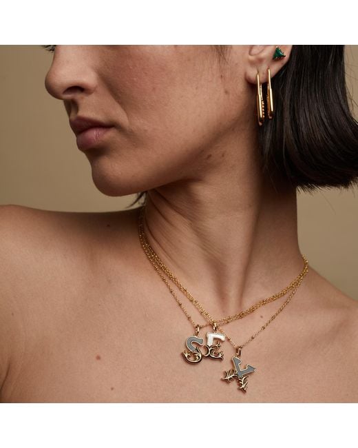 Kasun Metallic Solid E Initial Necklace With Marble