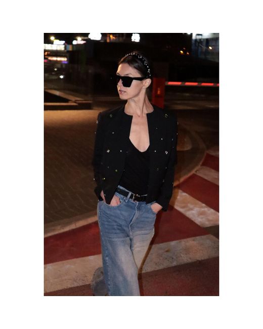 2KStyle Blue Candy Evening Crystal Hand-Embellished Cropped Jacket
