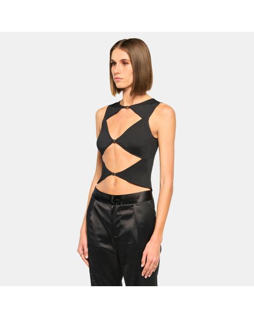 OW Collection Black Chiara Top With Cut Out Details