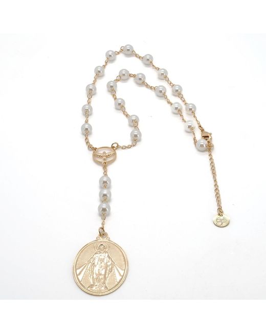 Ebru Jewelry Natural Divine Grace Pearl & Virgin Mary Necklace