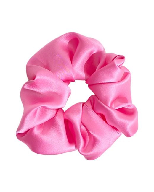 Lost Pattern Pink Silken Hair Silk Scrunchie Hair Tie