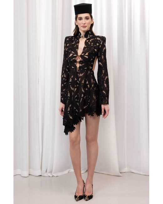 Tuba Ergin Black Wilma Lale Mini Dress
