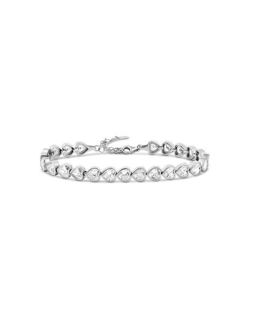 SHYMI Metallic Bezel-Set Heart Tennis Bracelet