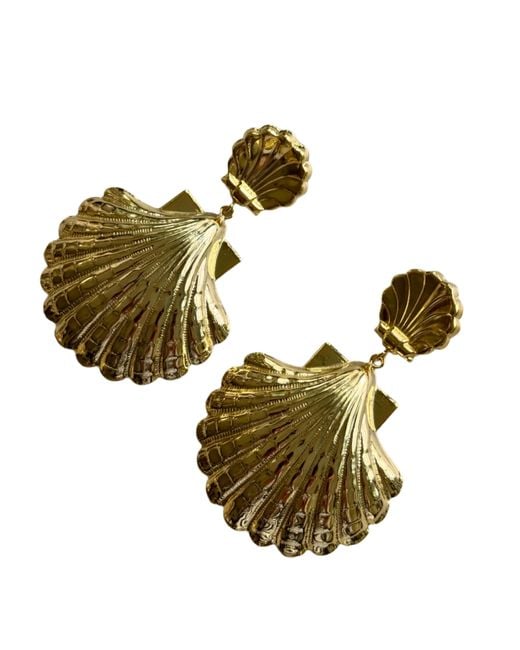 Laura Gray Green Classic Double Shell Earrings