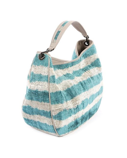 SJW BAGS LONDON Blue Garuda Velvet Ikat Bag