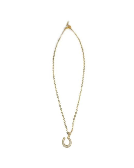 Rachel Nathan Metallic Mother Of Pearl Horseshoe Necklace